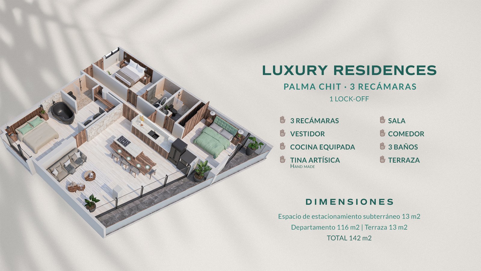 Residencia tulum camas sala baños balcon tina lujo informacion