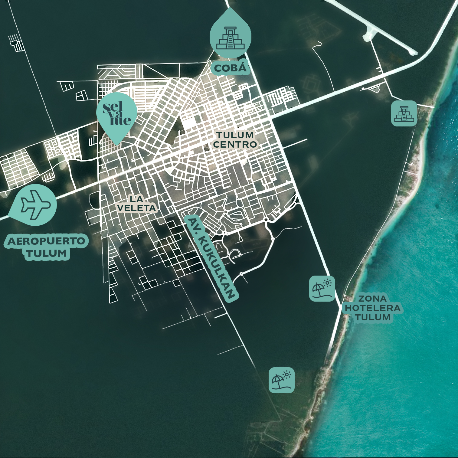 tulum mapa zonas arqueologicas ciudad croquis